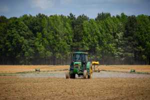 green tractor in the field